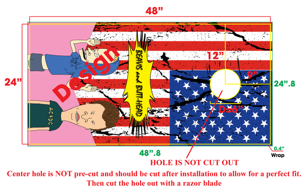 Bevis & Butthead Cornhole Board Wrap LAMINATED Wrap Decals Vinyl Stickers 3M New