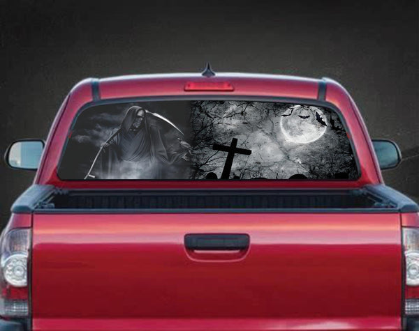 Rear Window Graphic Decal Sticker Perforated Wrap Ghost Reaper 4 Truck Cars