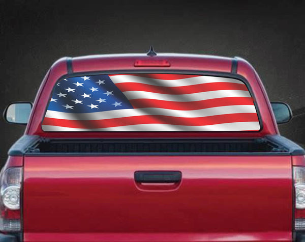 Rear Window Graphic Decal Sticker AMERICAN FLAG STRIPED BANNER 4 Truck Car SUV