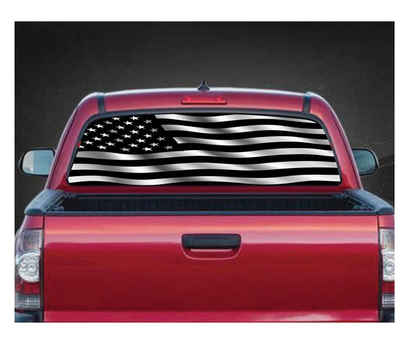 American Flag Black & White  Sticker Rear Window Graphic Decal For Truck SUV