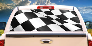 CHECKERED FLAG RACING Rear Window Graphic Decal Tint Sticker Truck suv ute WRAP