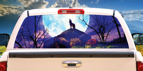 HOWLING WOLF Rear Window Graphic Decal Tint Sticker Truck suv ute pickup glassca