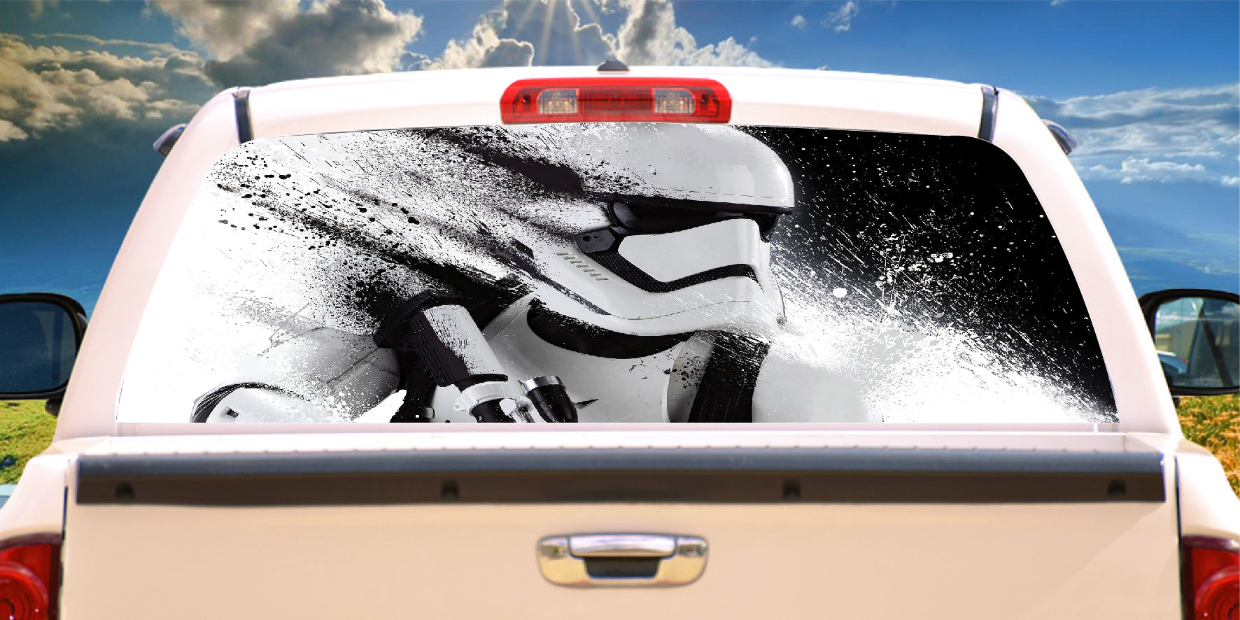 STORM TROOPER PERFORATED Window Graphic Decal Sticker Truck SUV VAN STAR WARS