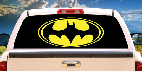 WINDOW GRAPHIC DECAL BATMAN LOGO PERFORATED DARK KNIGHT PICK-UP TRUCK BACK VINYL