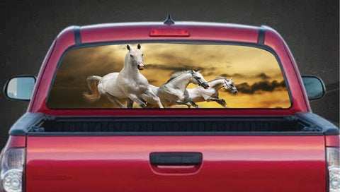 White Horse Rear Window Tint Graphic Decal Sticker Wrap Back Fit For Car Truck