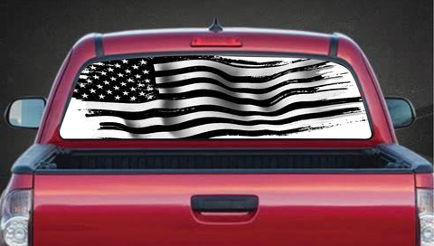 Wavy American Flag Rear Back Window Decal Sticker SUV Pick-Up Truck Pickup