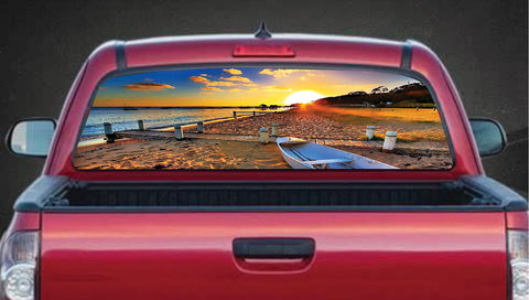 Ocean Beach At Sunset Car Rear Window Graphic Decals Stickers Truck SUV Van