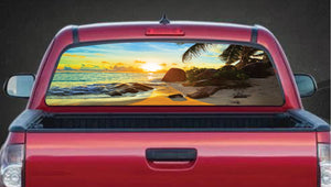 Ocean Beach At Sunset Car Rear Window Graphic Decal Sticker Truck SUV Van