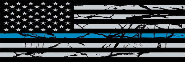 Police American Flag Rear Window Tint Graphic Decal Wrap Back Pickup