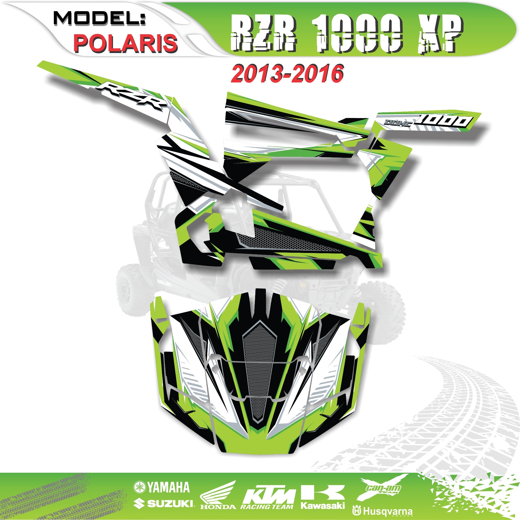 Graphics Kits Decals Stickers Green  Fits Polaris RZR 1000 XP 1000XP 2013-2016