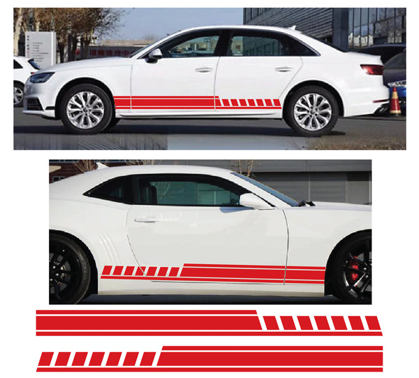 2x Racing Plaid Side Door Fender Skirt Stripes Decal Stickers for Sport Race Car