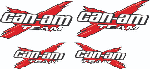 Logo  RED   4 Pack Vinyl Graphic Recreational Decal Stickers For CAN-AM Team-X