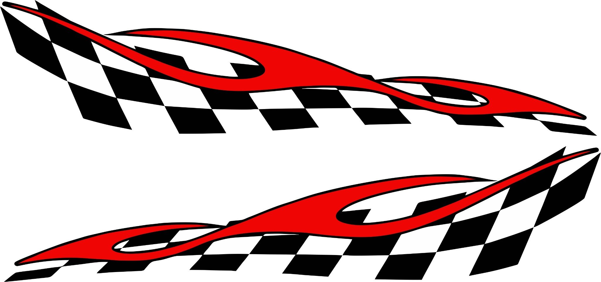 Checkered flag & flame racing vinyl graphics decal sticker set 11" x 48"