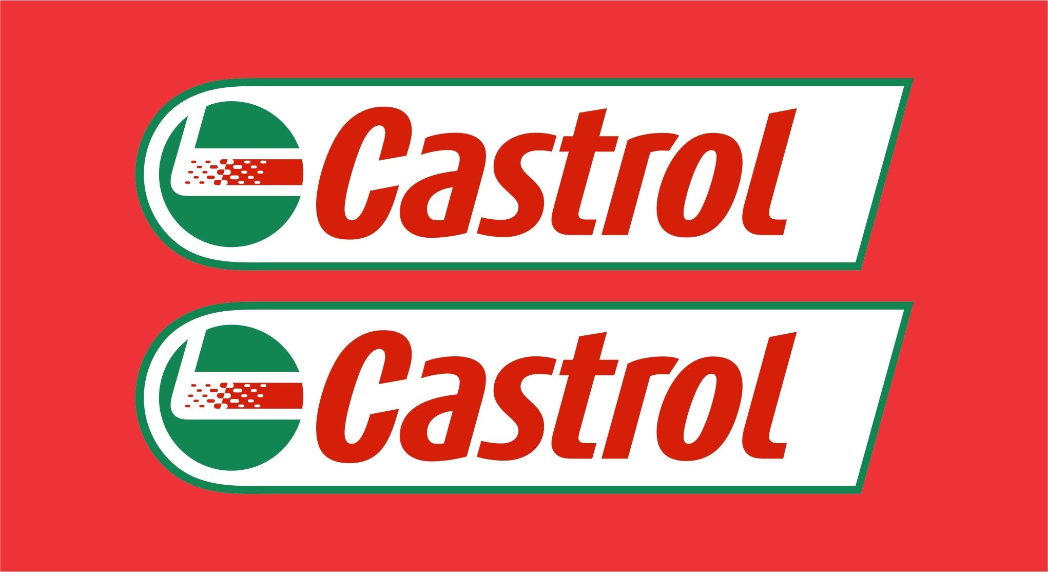 2x CASTROL Sticker Logo Vinyl Decal Racing Oil Motor Vintage Car Truck Window