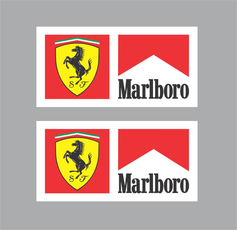2x FERRARI MARLBORO Logo Vinyl Sponsor Decal Stickers F1 Grand Prix Racing