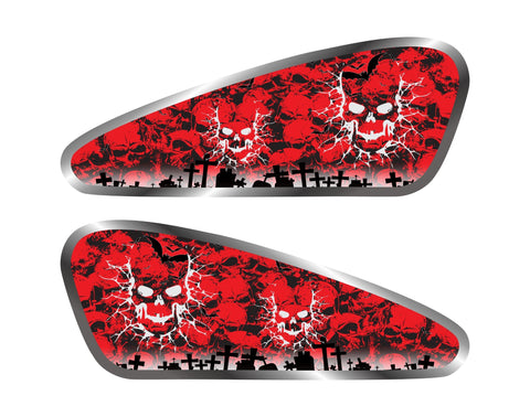 2Pcs Red Skull Motorcycle Decals Fuel Gas Tank Stickers for Harley XL883 1200