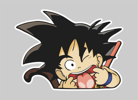 2x Kid Goku Son Silly Peeking Peek Window Vinyl Decal Anime Stickers Dragon Ball