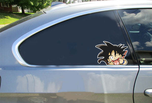 Kid Goku Silly Peeking Peek Window Vinyl Decal Anime Stickers Dragon Ball