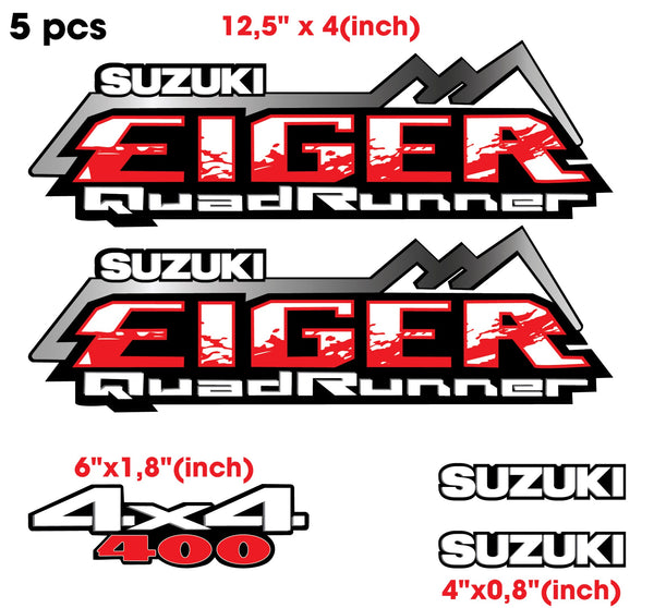 4X4 Tank decal sticker emblem King Quad QuadRunne 4 Suzuki Eiger 400 RED