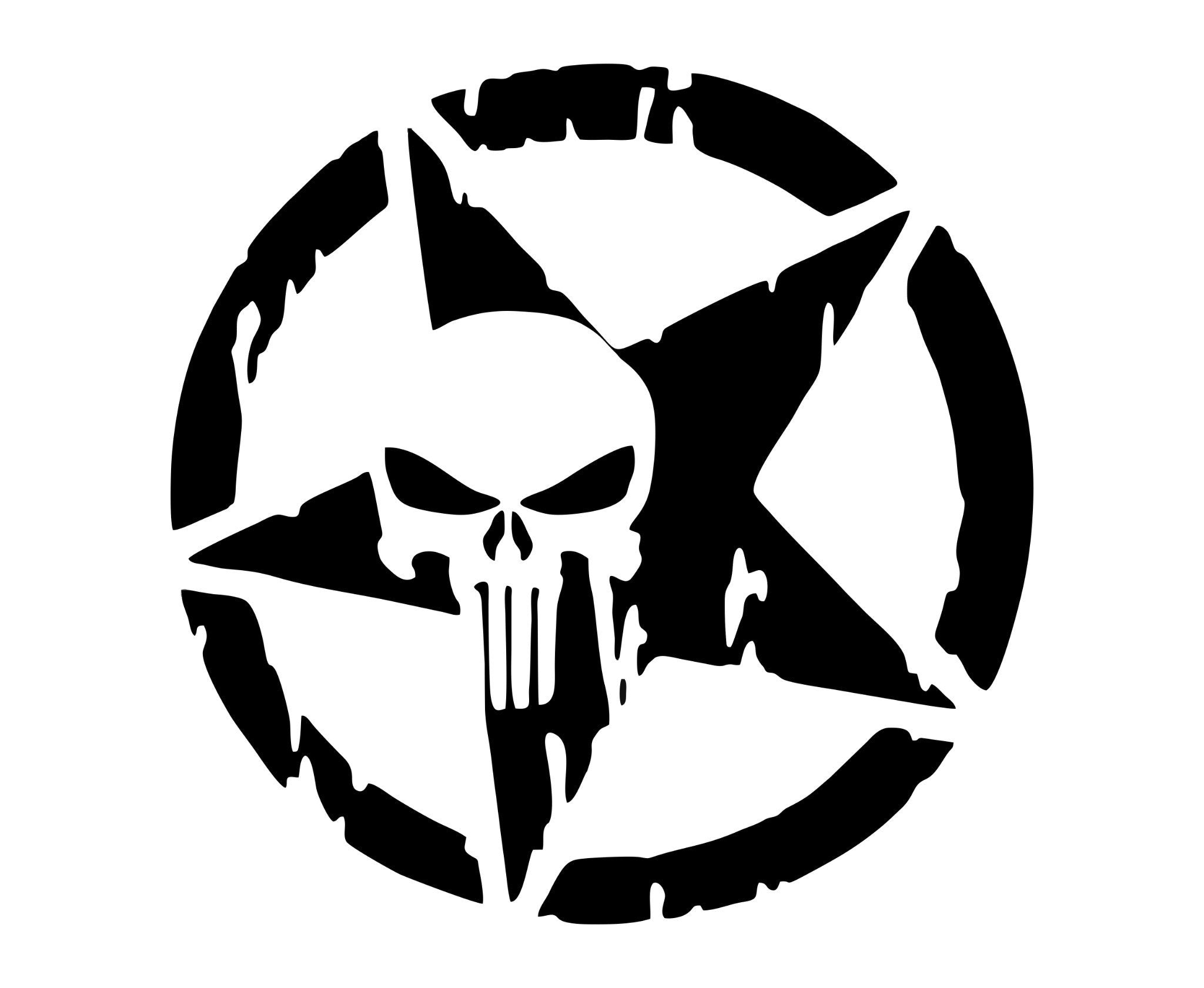 Vinyl Decal Army Star Ripped Skull Punisher sticker car window bumper truck hood