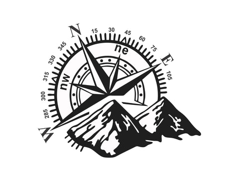 Camper RV Truck Car Decal Vinyl Sticker Travel Compass mountains  Adventure