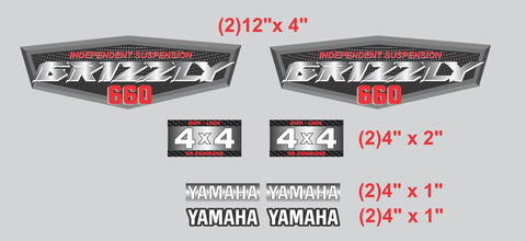 ATV Tank Decal Graphic Sticker Kit 4 Yamaha Grizzly 350 450 550 660 700 4x4