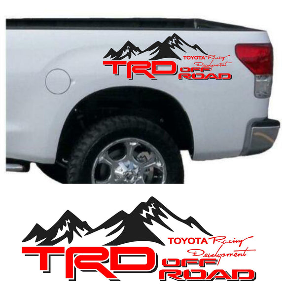 Black Red Decal PAIR for Toyota Tundra Tacoma Off-Road Mountain TRD Stickers