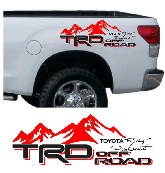 Black Red Decal PAIR for Toyota Tundra Tacoma Off-Road Mountain TRD Stickers