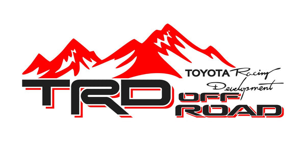 Black Red Decal PAIR for Toyota Tundra Tacoma Off-Road Mountain TRD Stickers