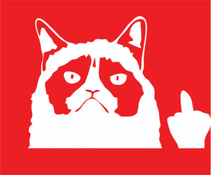 Grumpy Cat Angry Flippin' Off Funny Car Window Vinyl Decal Sticker 6.5" x 4.7"