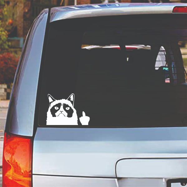 Grumpy Cat Angry Flippin' Off Funny Car Window Vinyl Decal Sticker 6.5" x 4.7"