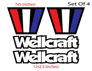 Set of (4) Wellcraft Boat Decals Scarab Racing Fishing Vintage WC01