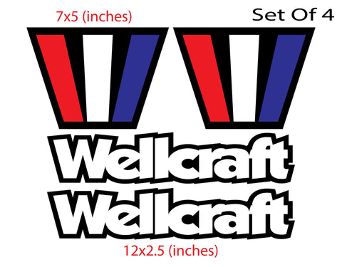 Set of (4) Wellcraft Boat Decals Scarab Racing Fishing Vintage WC01