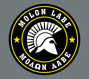 2x Molon Labe Yellow Circle Sticker Decal Self Adhesive Vinyl Come Take Them