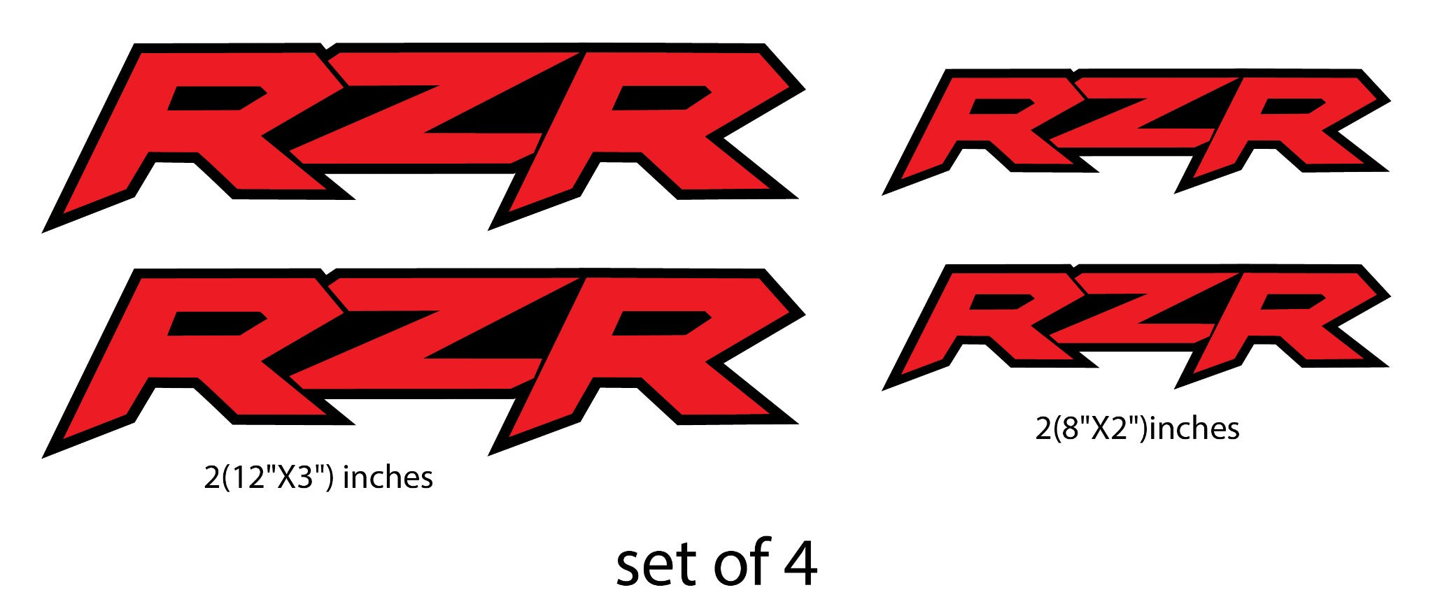 4 pack Polaris RZR decals stickers graphics