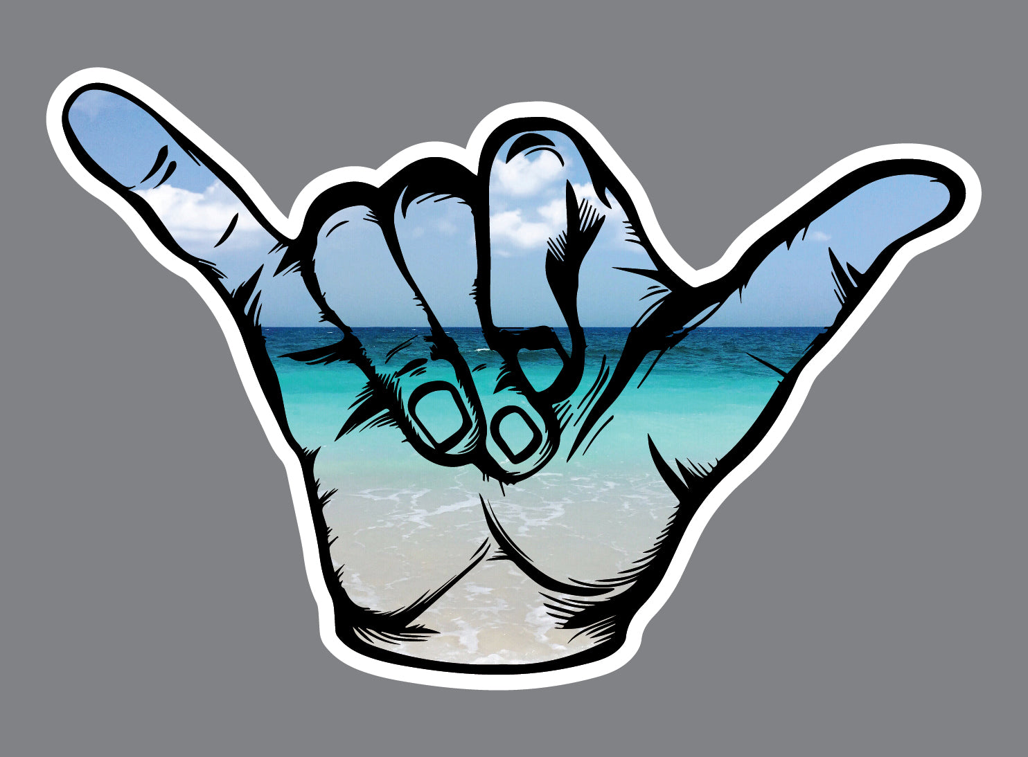 2X Beach Hang Loose Sticker Hawaii Surfing Surf Ocean Car Window Bumper Decal