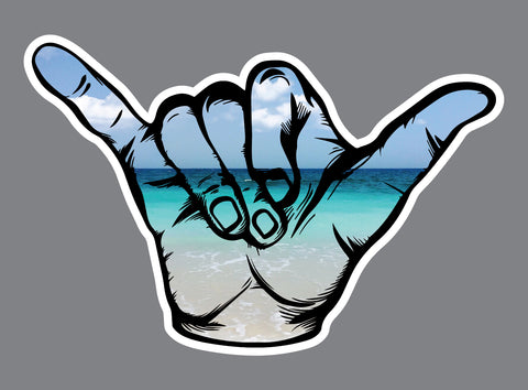 2X Beach Hang Loose Sticker Hawaii Surfing Surf Ocean Car Window Bumper Decal