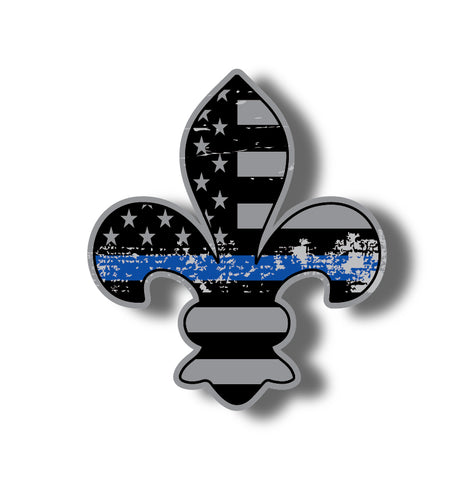 SET (2) Fleur De Lis Blue Line USA Flag Sticker Louisiana Police Cup Car  Laptop