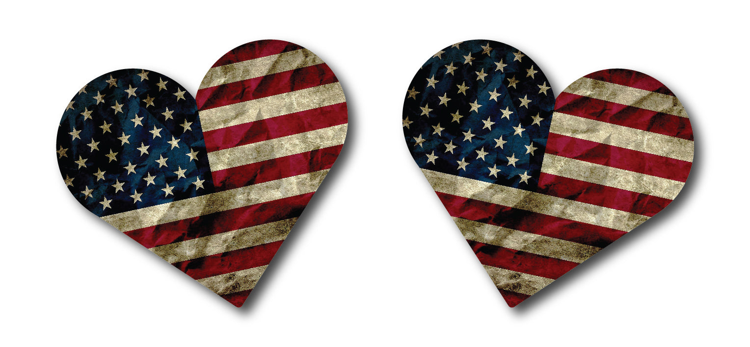 4X Rustic American Flag Heart Stickers USA Car Truck Tumbler Graphic Bumper