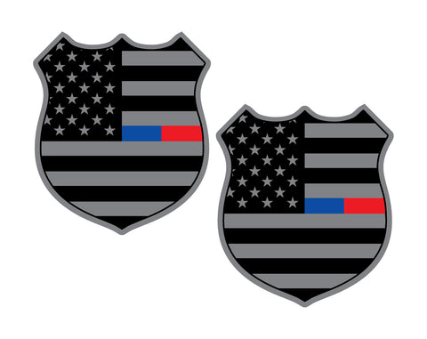 SET 4x Police Fireman Badge Sticker USA Flag Blue Red Line Fire Cup Car Vehicle