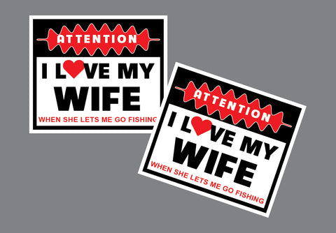 4X I LOVE my Wife Fishing Fish Sticker Husband Man Car Truck Bumper Window Decal