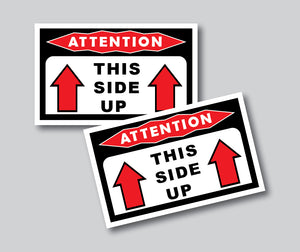 4X This Side Up Sticker Decal Safety Label Box Shelf Attention Caution Warning S