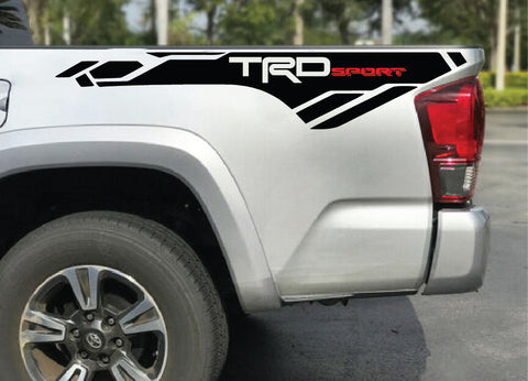 2X TRD Sport vinyl decals for 2013-2019 Toyota Tacoma bed side