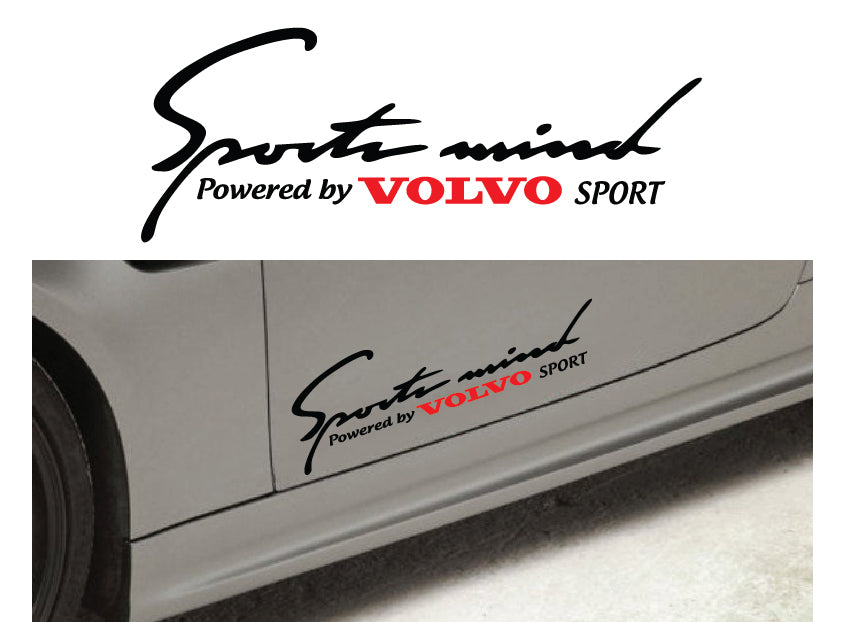 Sports Mind Powered by VOLVO Sport Racing Decal sticker emblem logo BLACK/R Pair