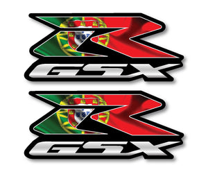 2 Custom Portuguese Flag GSXR Decals 750 Stickers 600 1000 hayabusa 1300 Acores SIZE: SET (2) OF 7"x3"