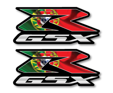 2 Custom Portuguese Flag GSXR Decals 750 Stickers 600 1000 hayabusa 1300 Acores SIZE: SET (2) OF 7"x3"