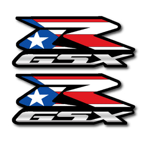 2 Custom Puerto Rico Rican GSXR Decals 600 Stickers 750 1000 hayabusa 1300 Flag