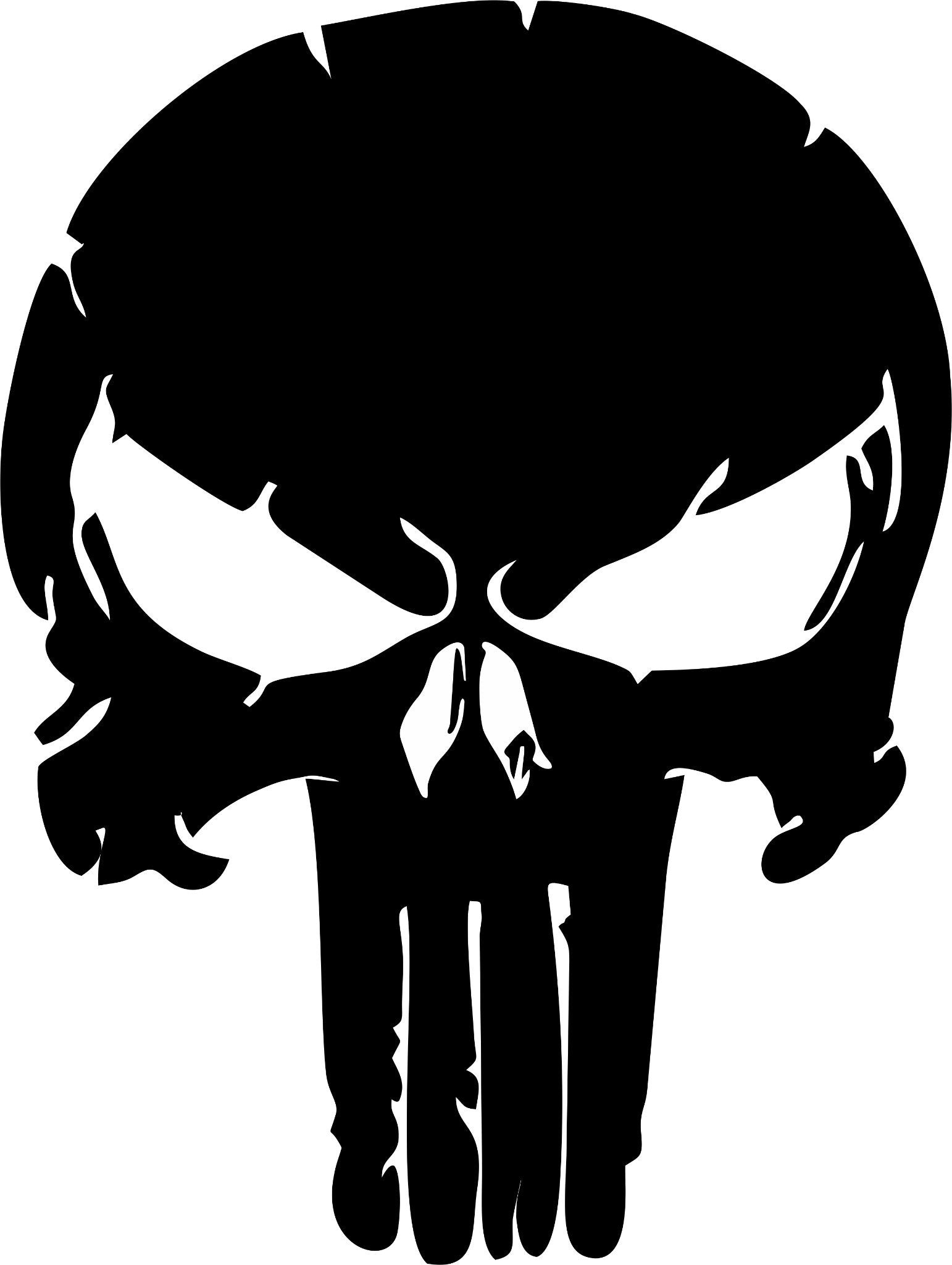 DISTRESSED PUNISHER SKULL VINYL HOOD DECAL BLACK 4 TRUCK 16"X23"