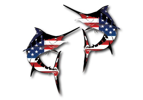 18" Sword Fish American Flag Sticker Car Truck Vehicle Marlin Boat Graphic Decal