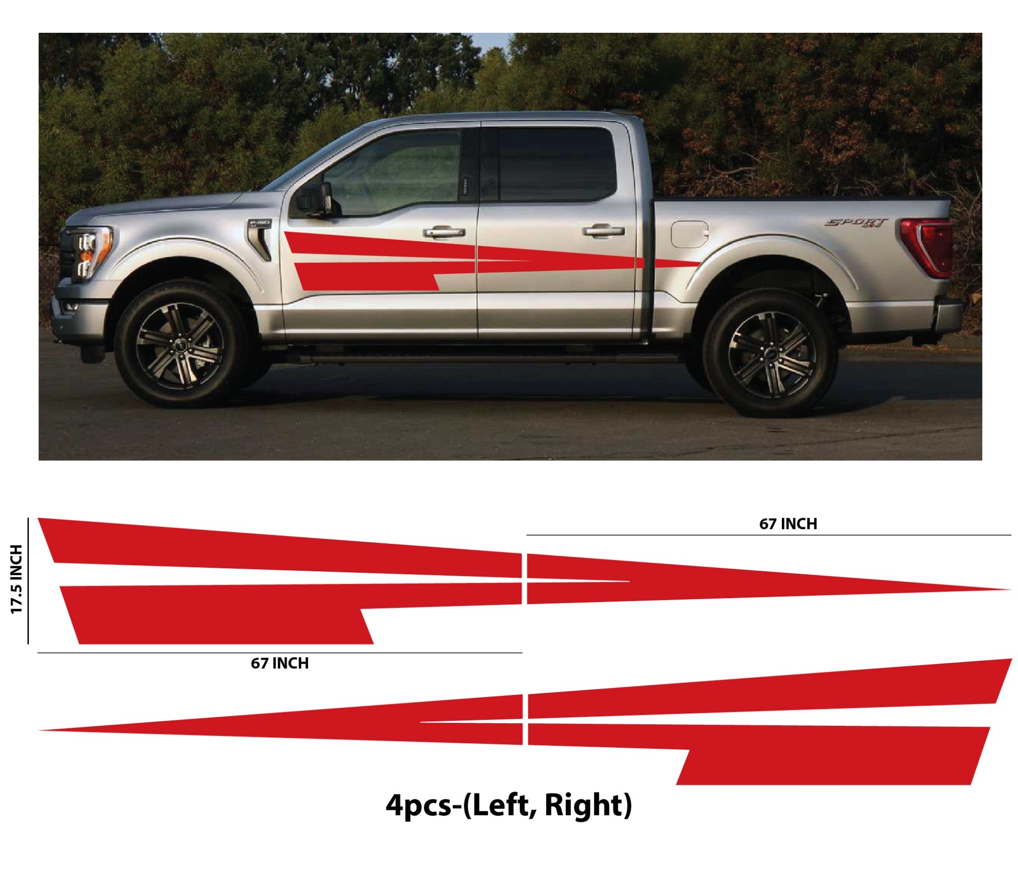 Side Hockey Arrow W/Pin Stripe Vinyl Decal Graphics Stripes 09-20 Fits Ford F150